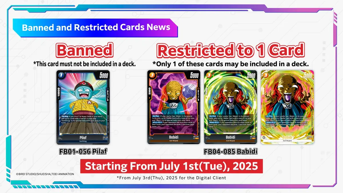 dragon ball super card game ban list Banned/Limited Cards NEW DBSCG BANLIST IS PURE